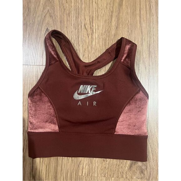 Nike Air dri fit swoosh bra velour foil bronze eclipse sports bra size S - Picture 4 of 6